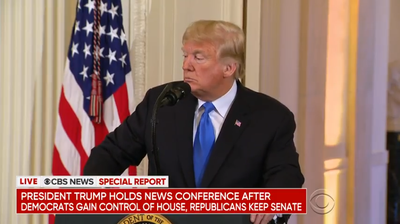 President Trump holds Press Conference after Midterm Elections, Democratic Party gains control of House, Republicans retain Senate